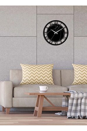 Artroya Modern Roma Rakaml Metal Duvar Saati -Ev Ofis  - 40 x 40 - cm - Siyah - CLOCK-040