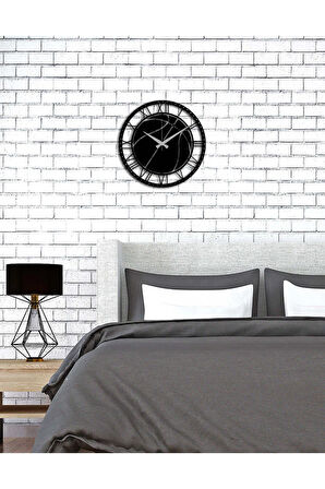 Artroya Modern Roma Rakaml Metal Duvar Saati -Ev Ofis  - 40 x 40 - cm - Siyah - CLOCK-040