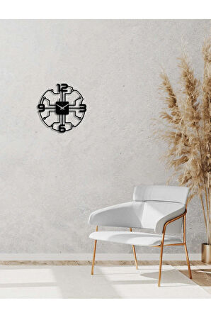 Artroya Modern Kimya Metal Duvar Saati -Ev Ofis  - 45 x 45 - cm - Siyah - CLOCK-246