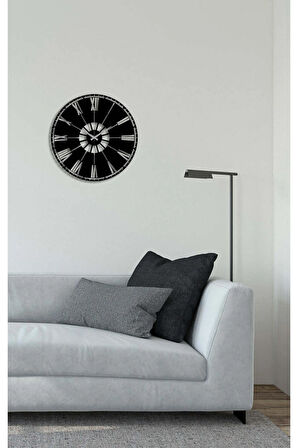 Artroya Dekoratif Metal Duvar Saati   -Ev Ofis  - 42 x 42 - cm - Siyah - CLOCK-222