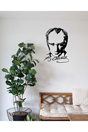 Artroya Atatürk Heykeli Metal Duvar Tablosu - Ev Duvar Dekorasyonu - 40 x 85 cm -Siyah - ATA-007