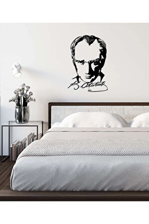 Artroya Atatürk Heykeli Metal Duvar Tablosu - Ev Duvar Dekorasyonu - 40 x 85 cm -Siyah - ATA-007