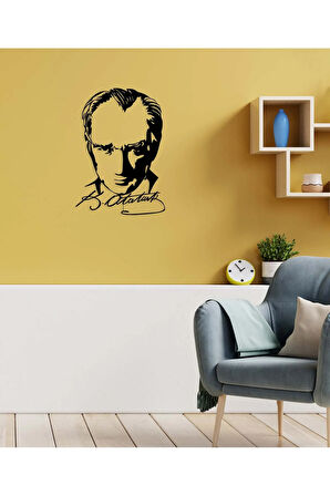 Artroya Atatürk Heykeli Metal Duvar Tablosu - Ev Duvar Dekorasyonu - 40 x 85 cm -Siyah - ATA-007