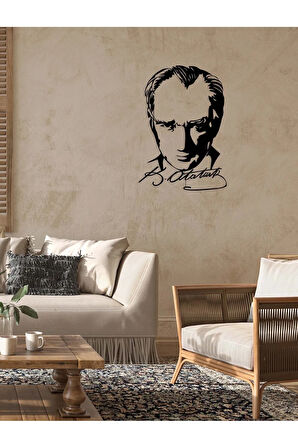 Artroya Atatürk Heykeli Metal Duvar Tablosu - Ev Duvar Dekorasyonu - 40 x 85 cm -Siyah - ATA-007