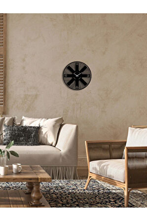 Artroya Dekoratif Metal Duvar Saati   -Ev Ofis  - 50 x 50 - cm - Siyah - CLOCK-184