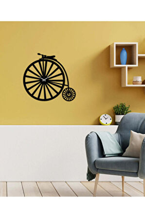 Artroya Retro Bike Duvar Saati -Ev Ofis  - 70 x 70 - cm - Siyah - CLOCK-071