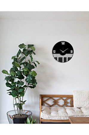 Artroya Piano Metal Duvar Saati -Ev Ofis  - 42 x 42 - cm - Siyah - CLOCK-191