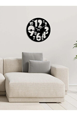 Artroya Modern Number Metal Duvar Saati   -Ev Ofis  - 42 x 42 - cm - Siyah - CLOCK-209