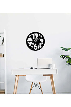 Artroya Modern Number Metal Duvar Saati   -Ev Ofis  - 42 x 42 - cm - Siyah - CLOCK-209