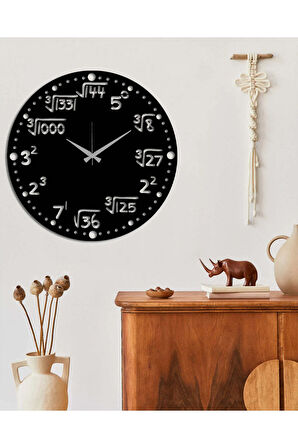 Artroya Matematik Metal Duvar Saati -Ev Ofis  - 40 x 40 - cm - Siyah - CLOCK-230