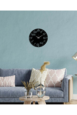 Artroya Matematik Metal Duvar Saati -Ev Ofis  - 40 x 40 - cm - Siyah - CLOCK-230