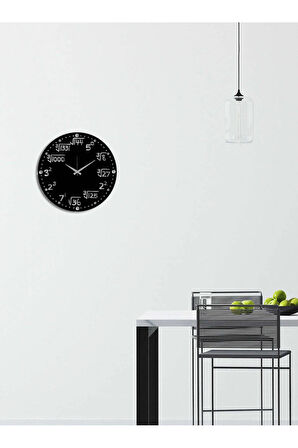 Artroya Matematik Metal Duvar Saati -Ev Ofis  - 40 x 40 - cm - Siyah - CLOCK-230