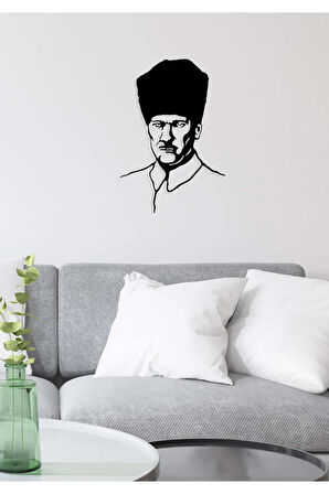 Artroya Atatürk Metal Duvar Tablosu - Ev Duvar Dekorasyonu - 60 x 46 cm -Siyah - ATA-026