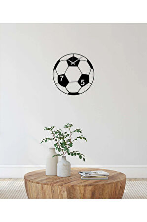 Artroya Futbol Topu Metal Duvar Saati -Ev Ofis  - 42 x 42 - cm - Siyah - CLOCK-076