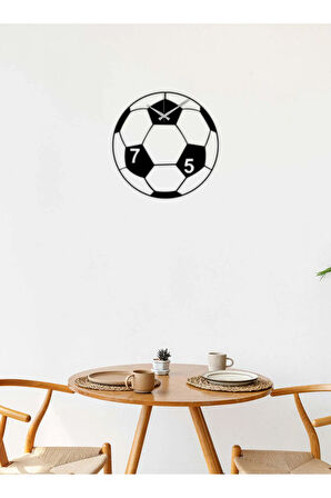 Artroya Futbol Topu Metal Duvar Saati -Ev Ofis  - 42 x 42 - cm - Siyah - CLOCK-076