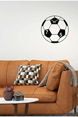 Artroya Futbol Topu Metal Duvar Saati -Ev Ofis  - 42 x 42 - cm - Siyah - CLOCK-076