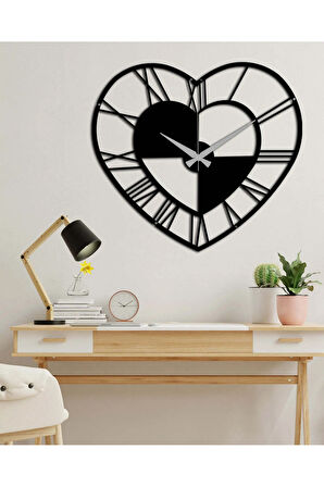 Artroya Kalpli Metal Duvar Saati -Ev Ofis  - 45 x 50 - cm - Siyah - CLOCK-033