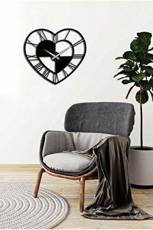 Artroya Kalpli Metal Duvar Saati -Ev Ofis  - 45 x 50 - cm - Siyah - CLOCK-033