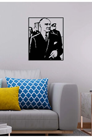 Artroya Atatürk Zafer Anısı Metal Duvar Tablosu - Ev Duvar Dekorasyonu - 40 x 52 cm -Siyah - ATA-049