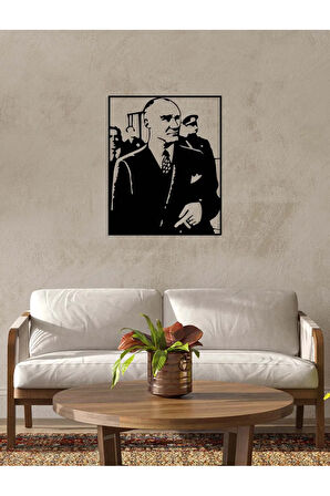 Artroya Atatürk Zafer Anısı Metal Duvar Tablosu - Ev Duvar Dekorasyonu - 40 x 52 cm -Siyah - ATA-049