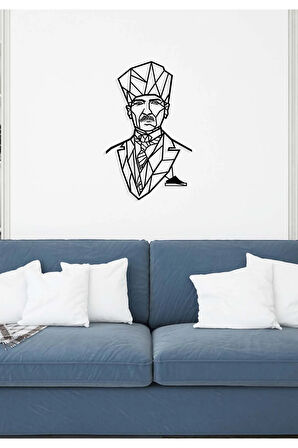 Artroya Atatürk Zafer Portresi Metal Duvar Tablosu - Ev Duvar Dekorasyonu - 55 x 40 cm -Siyah - ATA-052