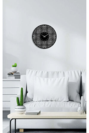 Artroya İllüzyon Metal Duvar Saati -Ev Ofis  - 50 x 50 - cm - Siyah - CLOCK-228