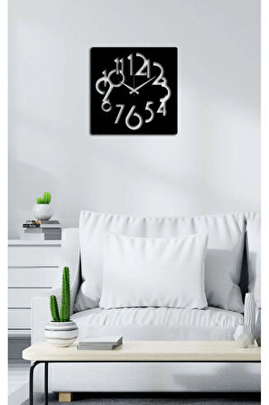 Artroya Modern Rakamlı Metal Duvar Saati  -Ev Ofis  - 50 x 50 - cm - Siyah - CLOCK-001