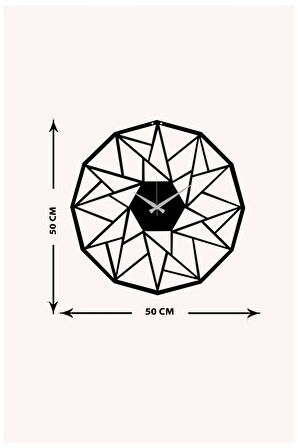 Artroya Geometrik Metal Duvar Saati -Ev Ofis  - 50 x 50 - cm - Siyah - CLOCK-126