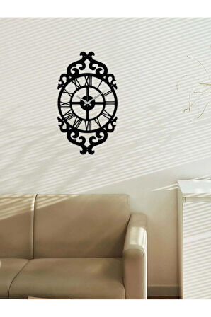 Artroya Modern Vintage Metal Duvar Saati -Ev Ofis  - 50 x 29 - cm - Siyah - CLOCK-062