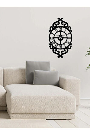 Artroya Modern Vintage Metal Duvar Saati -Ev Ofis  - 50 x 29 - cm - Siyah - CLOCK-062