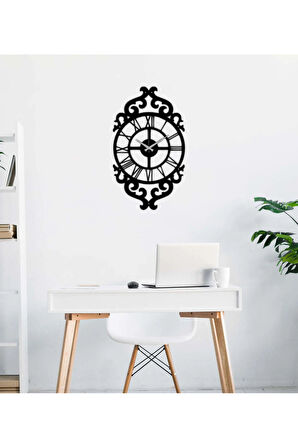 Artroya Modern Vintage Metal Duvar Saati -Ev Ofis  - 50 x 29 - cm - Siyah - CLOCK-062