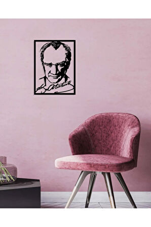 Artroya Atatürk Poster Metal Duvar Tablosu - Ev Duvar Dekorasyonu - 50 x 85 cm -Siyah - ATA-025