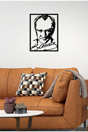 Artroya Atatürk Poster Metal Duvar Tablosu - Ev Duvar Dekorasyonu - 50 x 85 cm -Siyah - ATA-025