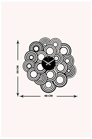 Artroya Dairesel Desenli Tablo Metal Duvar Saati  -Ev Ofis  - 50 x 48 - cm - Siyah - CLOCK-005