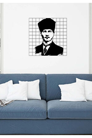 Artroya Atatürk Metal Duvar Tablosu - Ev Duvar Dekorasyonu - 52 x 40 cm -Siyah - ATA-030