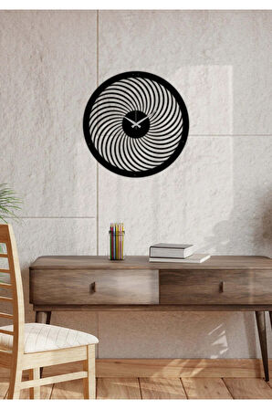 Artroya Simetri Metal Duvar Saati -Ev Ofis  - 50 x 50 - cm - Siyah - CLOCK-131