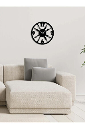 Artroya Text&Number Metal Duvar Saati -Ev Ofis  - 50 x 50 - cm - Siyah - CLOCK-267