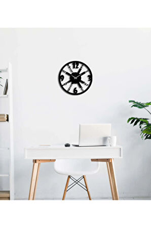 Artroya Text&Number Metal Duvar Saati -Ev Ofis  - 50 x 50 - cm - Siyah - CLOCK-267