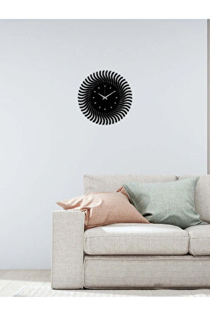 Artroya Güneş Metal Duvar Saati -Ev Ofis  - 50 x 50 - cm - Siyah - CLOCK-158