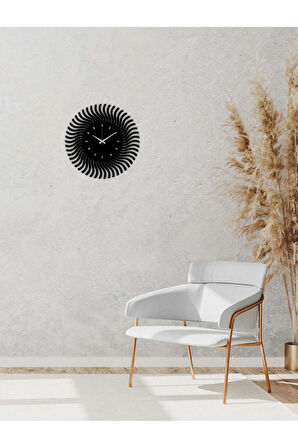 Artroya Güneş Metal Duvar Saati -Ev Ofis  - 50 x 50 - cm - Siyah - CLOCK-158