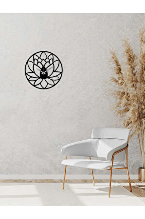 Artroya Lotus Metal Duvar Saati -Ev Ofis  - 50 x 50 - cm - Siyah - CLOCK-069