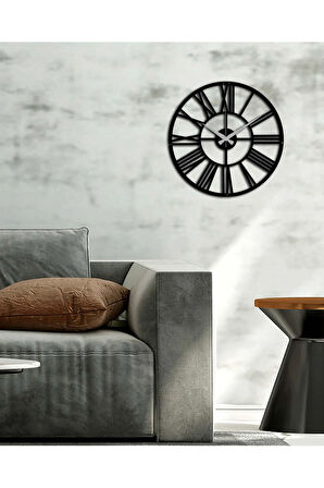 Artroya Modern Roma Rakamlı Metal Duvar Saati   -Ev Ofis  - 51 x 51 - cm - Siyah - CLOCK-011