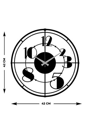 Artroya Atom Katmanı Metal Duvar Saati -Ev Ofis  - 42 x 42 - cm - Siyah - CLOCK-214