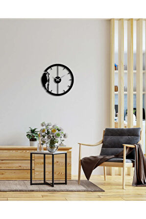 Artroya Ağaçkakan Metal Duvar Saati -Ev Ofis  - 42 x 42 - cm - Siyah - CLOCK-188