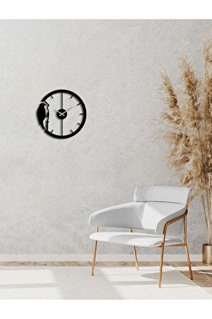 Artroya Ağaçkakan Metal Duvar Saati -Ev Ofis  - 42 x 42 - cm - Siyah - CLOCK-188