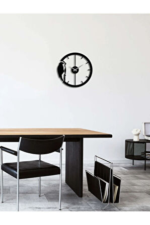 Artroya Ağaçkakan Metal Duvar Saati -Ev Ofis  - 42 x 42 - cm - Siyah - CLOCK-188