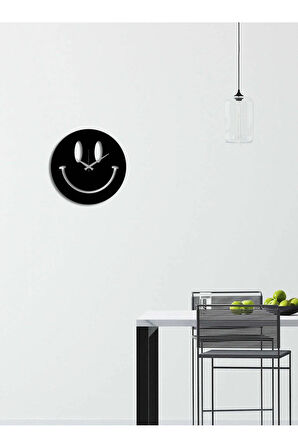 Artroya Smile Metal Duvar Saati -Ev Ofis  - 45 x 45 - cm - Siyah - CLOCK-202