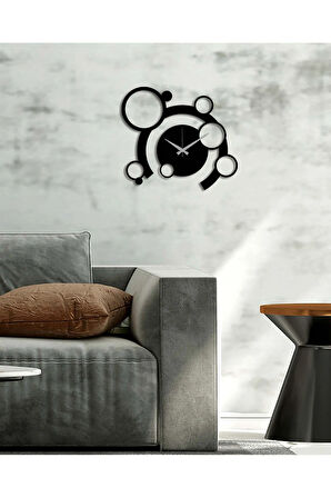 Artroya Modern Art Metal Duvar Saati   -Ev Ofis  - 45 x 40 - cm - Siyah - CLOCK-182