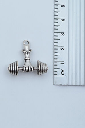 2'li Boks Eldiveni Künye Dambıl Halter Gümüş Kaplama Kolye Seti