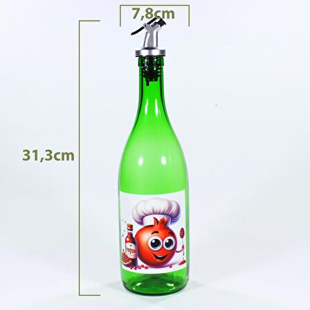 Yağdanlık Sosluk Sirkelik Nar Ekşisi Animasyon Çimen Yeşili 750 ml Akıtıcılı